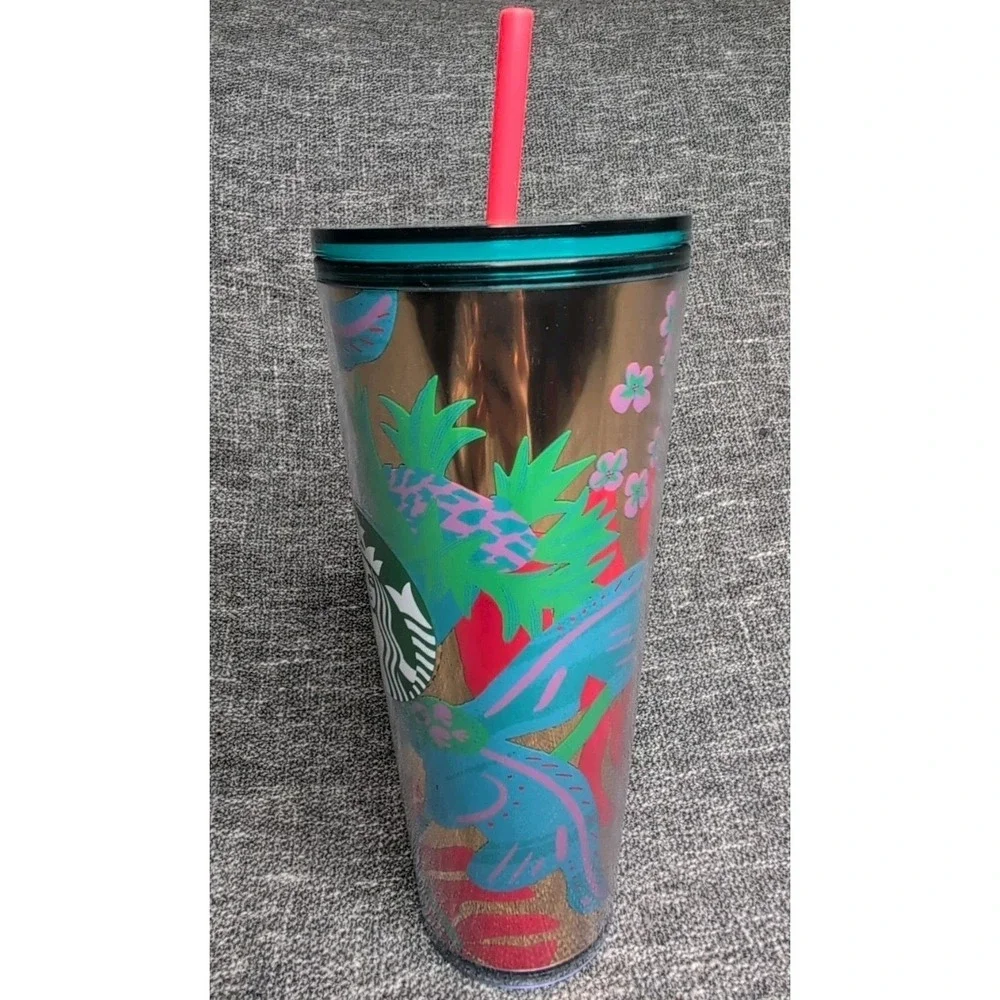 Starbucks 2022 Forest Dream Aqua Terra Floral Venti 24oz Cold Cup‎ Tumbler RARE